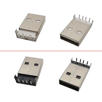 USB 2.0 Typu Konektora Samec Konektor Biela / Čierna Rozhranie DIY 4 Pin 90 Stupňov, USB Nabíjací Port Opravy Adaptér USB Zástrčky