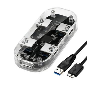 USB3.0 HUB Viacero 4 Port Vysokej Rýchlosti Splitter Micro USB Napájací Port Pre Notebook PC OTG Transparentné Série