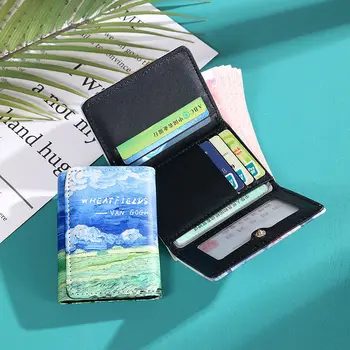 Van Gogh Maľovanie Vzor Peňaženky Ženy Skladacie Kožené Krátke Peňaženky Nika Dizajn Banka Kreditnej Karty Držiteľ Dievča Kabelku