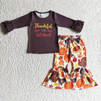 Veľkoobchod RTS Boutique Deti Bell Dna Dievčatá Batoľa Oblečenie Nastaviť Deti Vďačný Jeseň Oblečenie