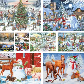 Vianočné Zimné Dom predtlačené Cross-Stitch DIY Výšivky Auta Maľovanie Hobby ručné práce Pletenie Package Rôzne Šperky