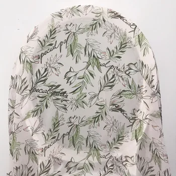 Vysoko kvalitné detské prášok Šifón textílie Leaf tlač materiálu Vysoký stupeň šaty, šaty cheongsam tričko tissu