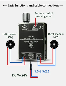 Xinyi HIFI úrovni 50W * 2 stereo Bluetooth, digitálny zosilňovač modul TPA3116 s diaľkovým ovládaním Y50H