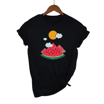 Ženy Grafické Akvarel Melón Ovocie Cartoon Krátky Rukáv Tlačených Topy Lady Tees Oblečenie Žien T Shirt Dámske Tričko
